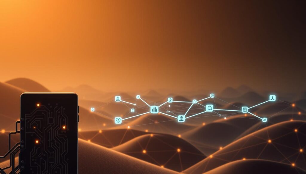 A cross-chain interoperability architecture, showcasing a harmonious integration of multiple blockchain networks. In the foreground, a sleek, futuristic blockchain node with intricate circuit patterns and glowing accents. In the middle ground, a series of interconnected blockchain networks, each with distinct visual identities, seamlessly transferring data and assets. The background features a dynamic, abstract landscape of interlocking geometric shapes and shifting gradients, symbolizing the complex, yet elegant nature of cross-chain interactions. The scene is illuminated by a warm, subdued lighting, creating a sense of technological sophistication and seamless collaboration. The overall composition conveys the power, flexibility, and interconnectedness of a robust cross-chain architecture.