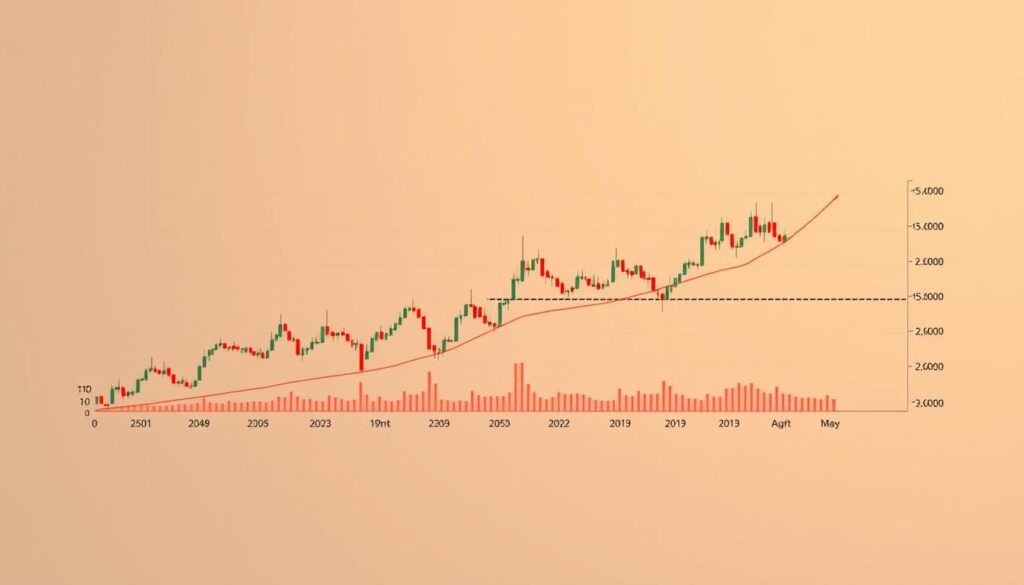 A detailed price chart analysis displaying the historical trading patterns of Uniswap's UNI token. The chart is presented against a clean, minimalist backdrop, with a focus on the price movements, trading volume, and key technical indicators. The composition emphasizes a professional, data-driven approach, conveying the market dynamics and performance of this prominent DeFi exchange token. Warm lighting casts a subtle glow, highlighting the nuanced details of the chart. The overall mood is one of analytical clarity, inviting the viewer to explore and understand the underlying market forces shaping the Uniswap ecosystem.