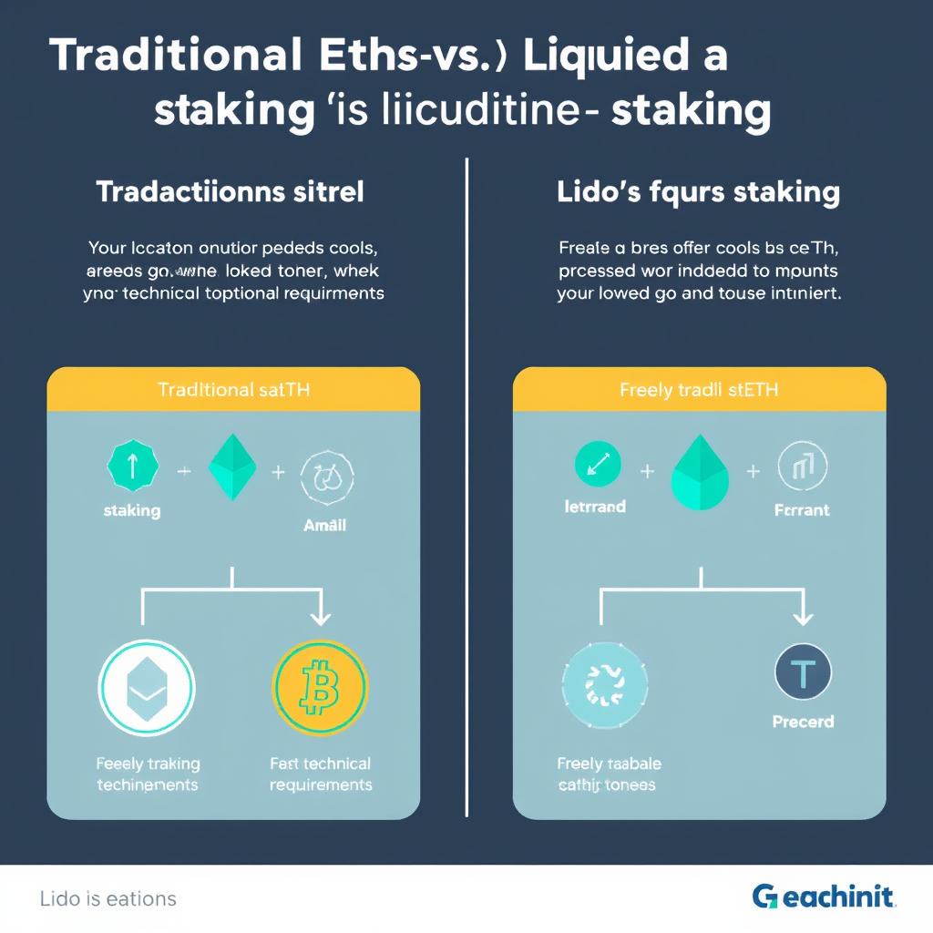 Comparison between traditional ETH staking and Lido Staked Ether STETH liquid staking
