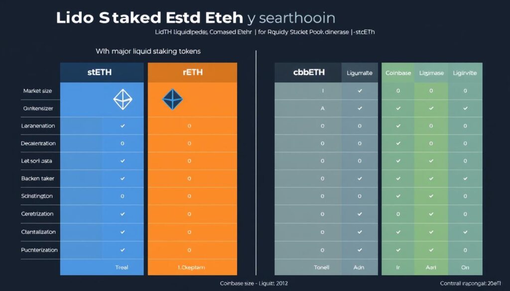 Comparison chart of Lido Staked Ether STETH versus other liquid staking tokens