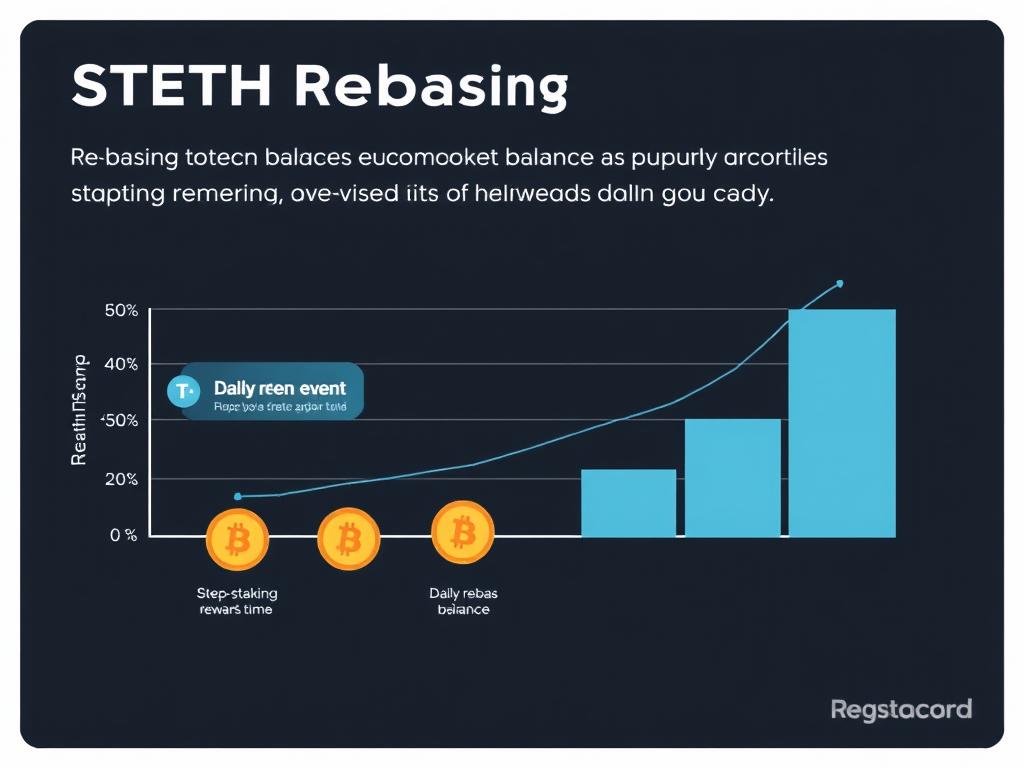 STETH tokens rebasing process showing balance growth over time